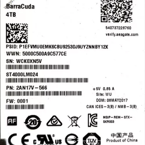 SKR003 4TB SN:WCK0XN5V